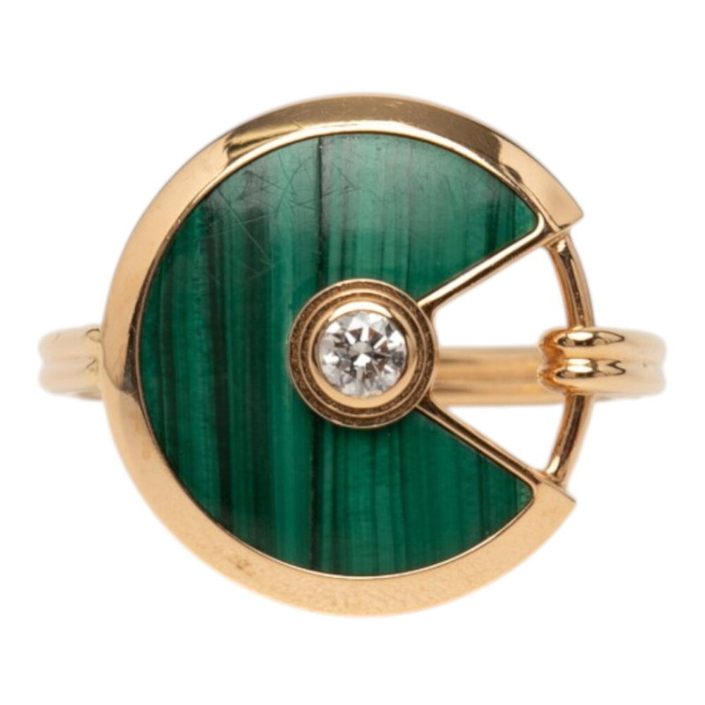 Cartier Gold Green 18KYG Yellow 750 Diamond Amulette de Malachite Ring, Size ...